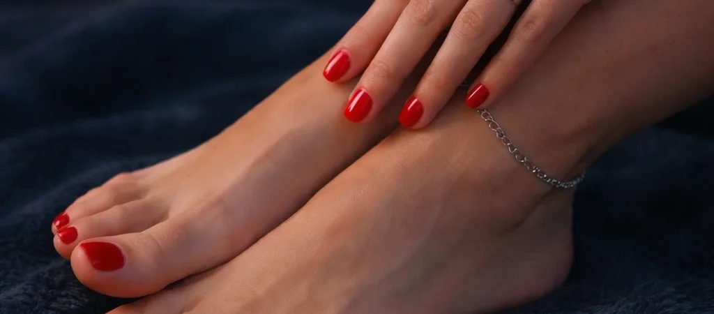 pieds avec ongles rouges